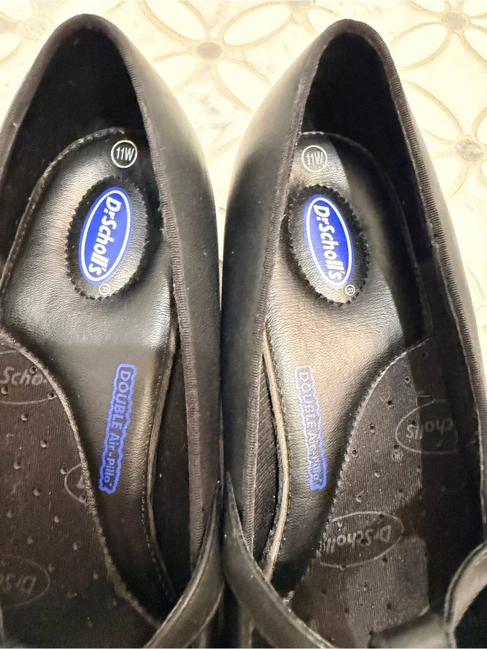 Dr. Scholl's Leather T-Strap Comfort Mary Jane Pumps Black Size 11 W Wide Width - Picture 7 of 13